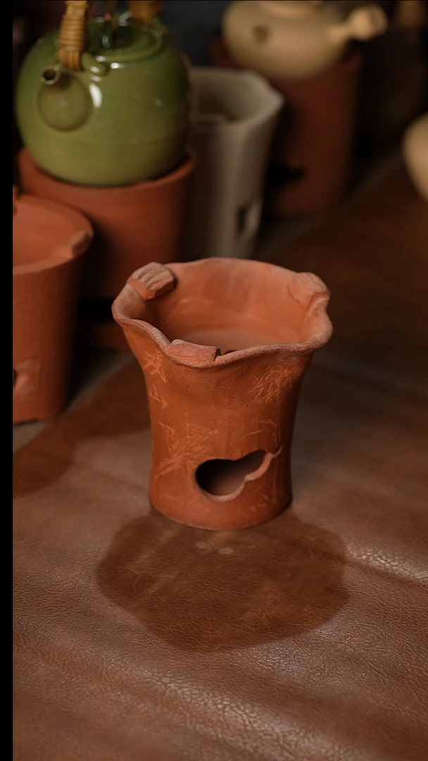 026竹纹雕刻收捏花炭炉