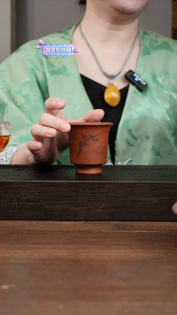 茶壶紫砂红清水兰花刻绘闻香杯 ！