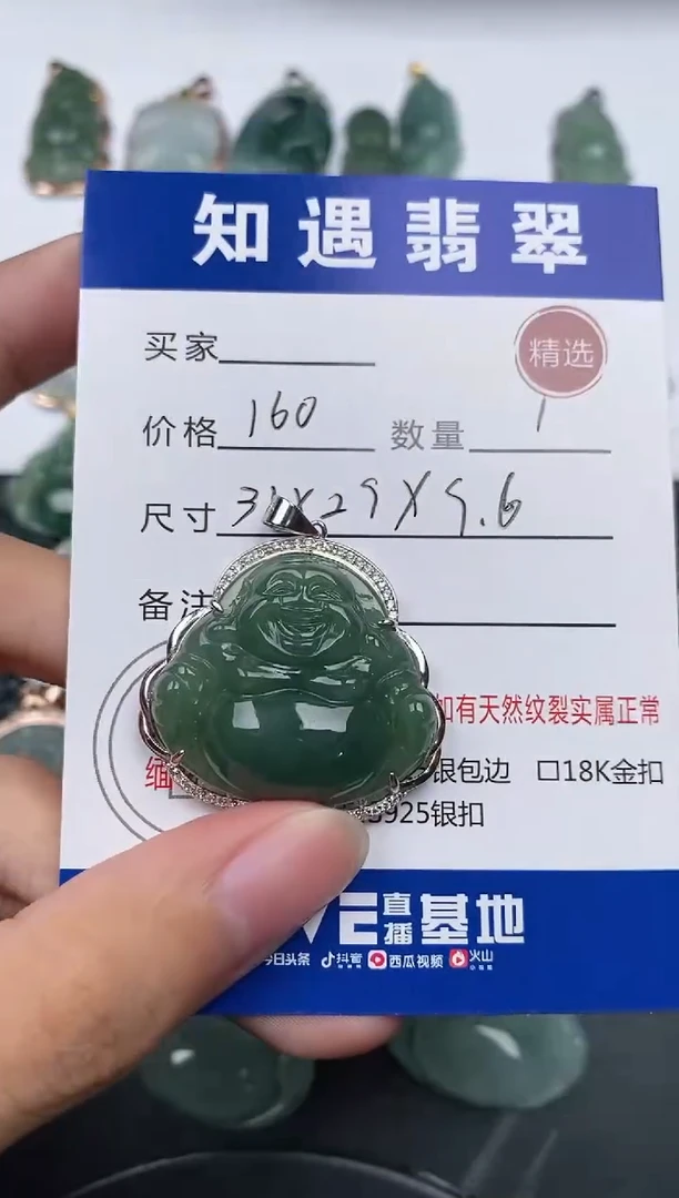 颈饰银S925镶嵌翡翠挂件