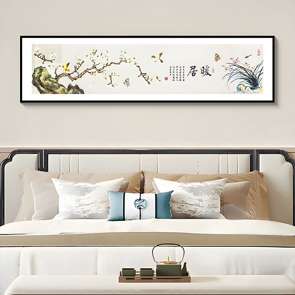 新中式主卧室床头装饰画客厅沙发挂画房间背景墙面壁画 暖居40150