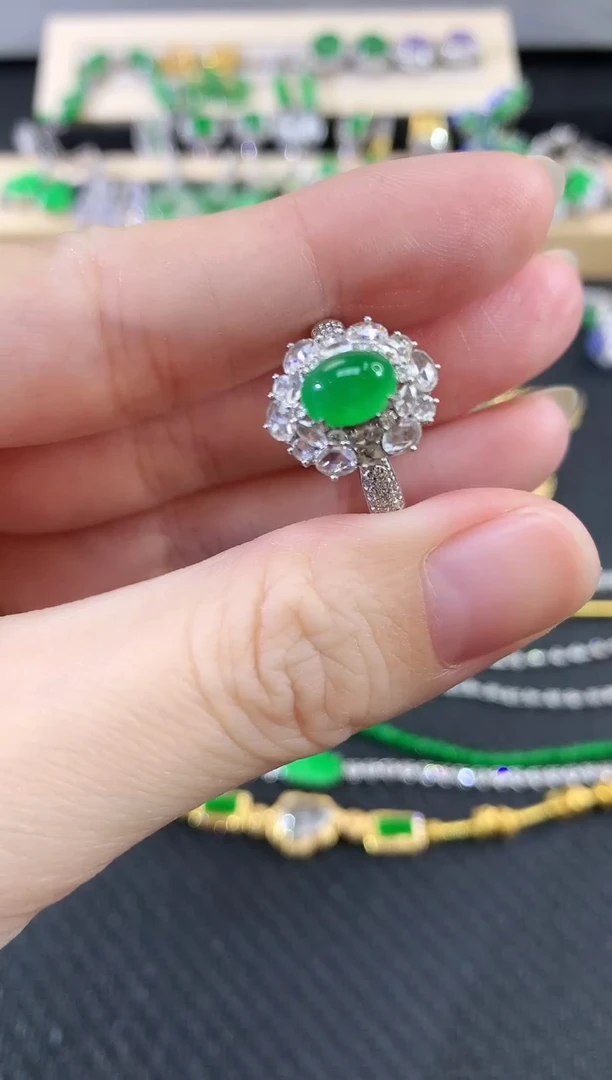 18K金镶嵌戒指翡翠|14500