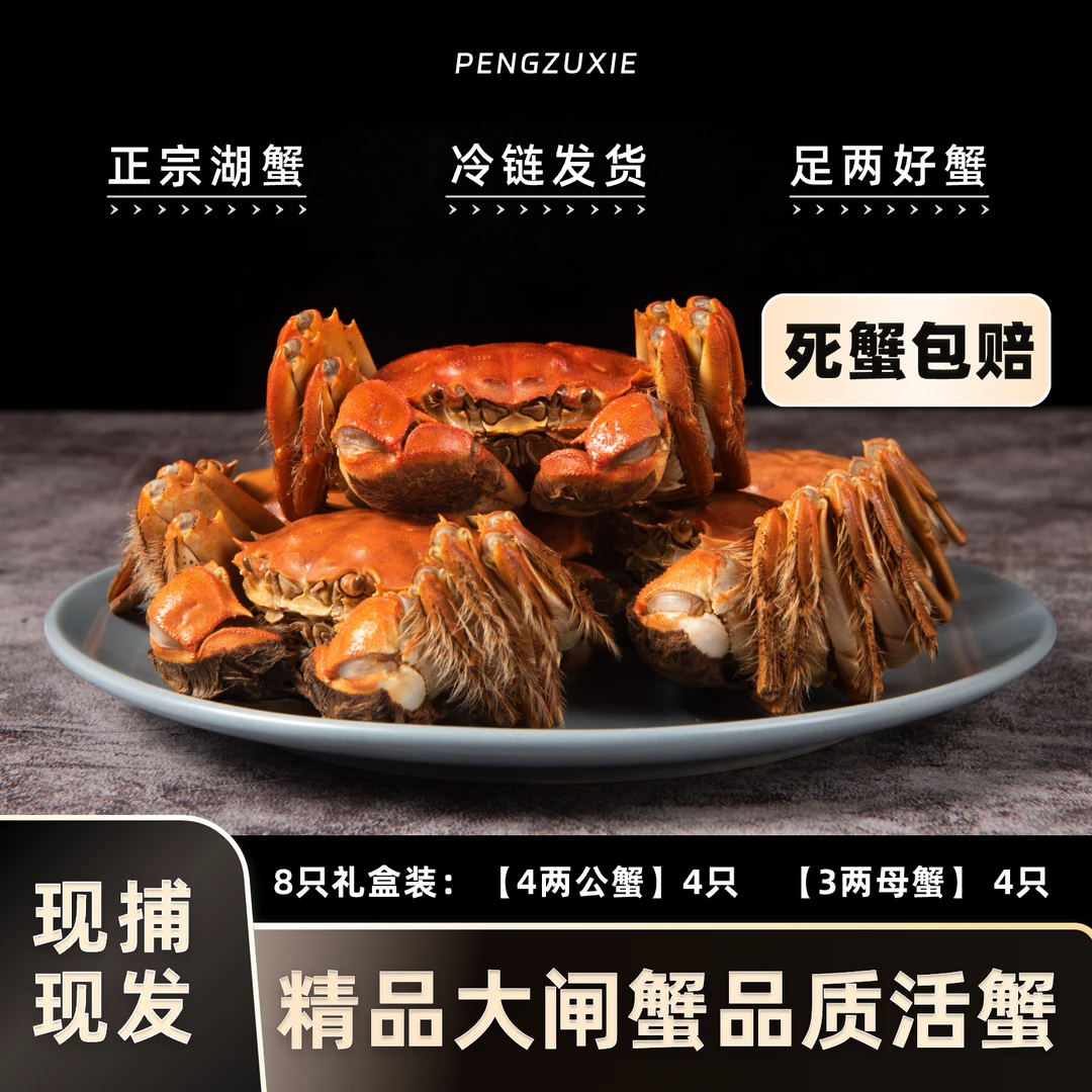 【活蟹】4两公蟹3两母蟹对蟹组合 苏州精品大闸蟹 鲜活现捞包邮上门