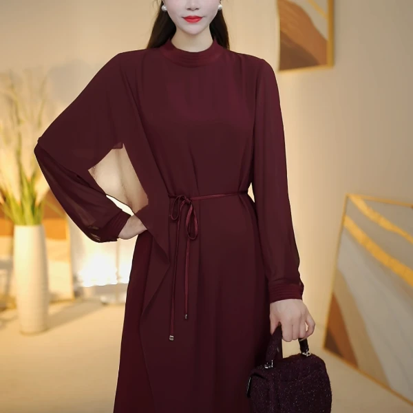 女装气质显瘦时尚洋气百搭休闲中长款连衣裙25L325