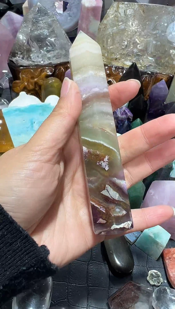 水晶摆件未镶嵌190丝绸萤石