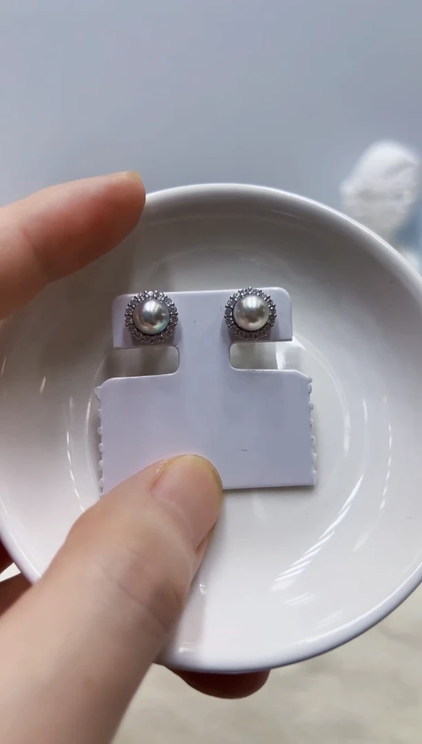 银S925镶嵌海水珍珠DA耳饰@@ye391