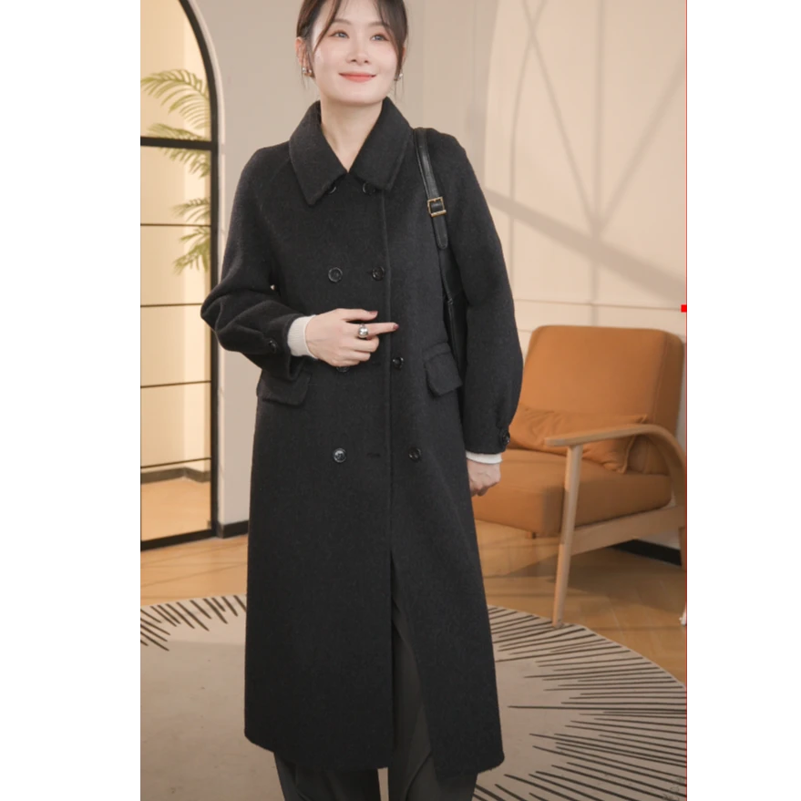 宏丰2418【清货大促】时尚气质双面全羊毛长毛风格女士大衣外套