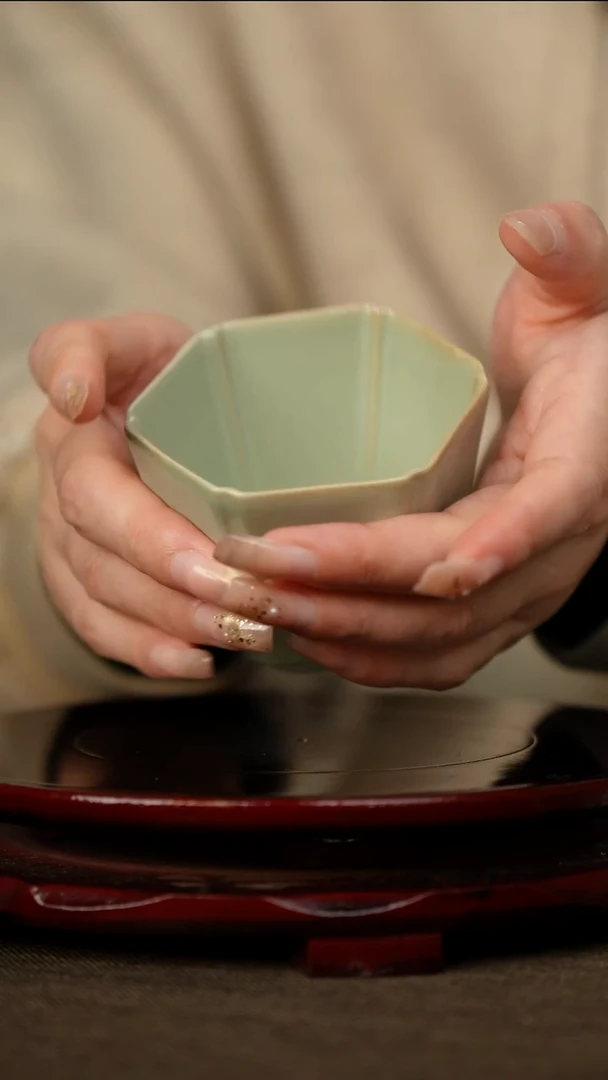 全品 粉青 六方杯