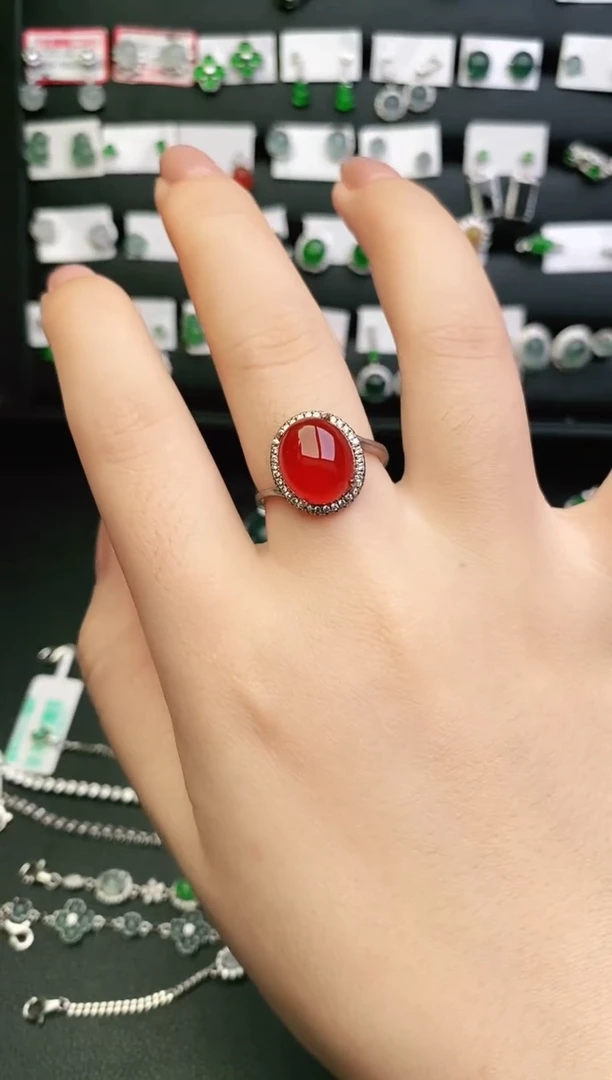 银S925镶嵌戒指玛瑙/玉髓0