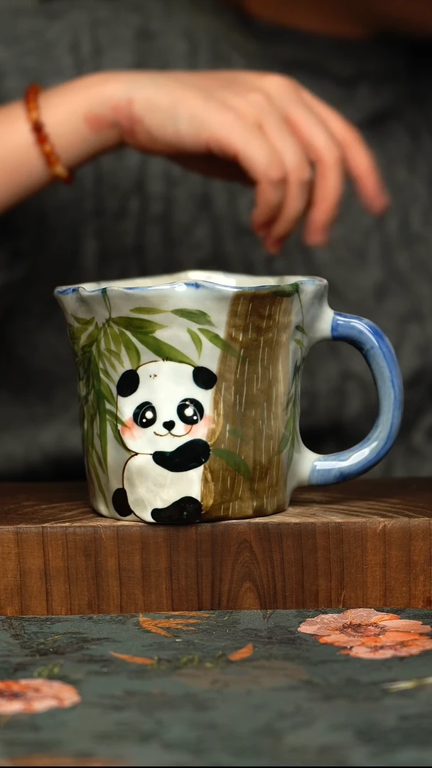 杯釉下彩手工手绘同款陶器