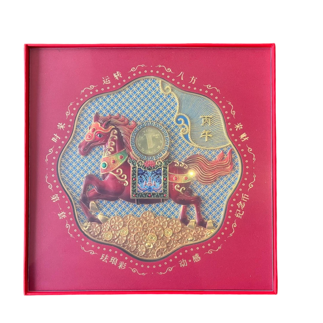 灵动旋运吉祥钱马上有钱花丝錾刻珐琅彩摆件