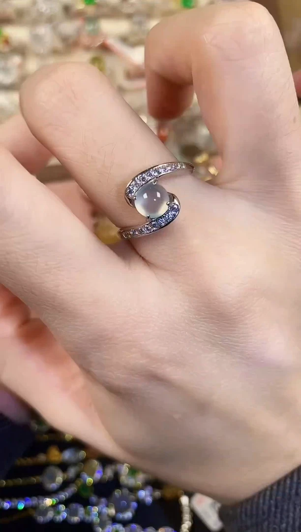 银S925镶嵌戒指翡翠天然A货翡翠68