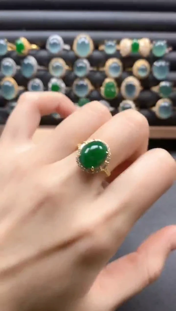 银S925镶嵌戒指翡翠51511