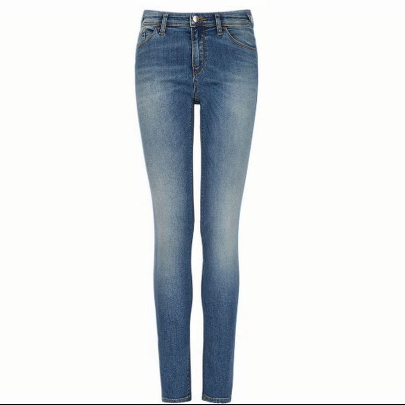 【孤品】弹性丹宁风中腰高腰适中牛仔裤紧身时尚长裤弹力