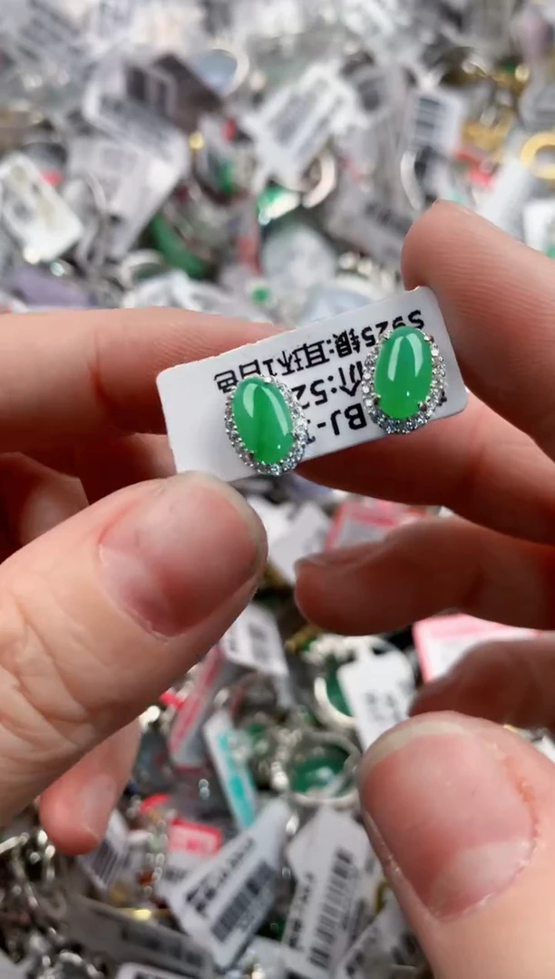 银S925镶嵌戒指翡翠1414---4