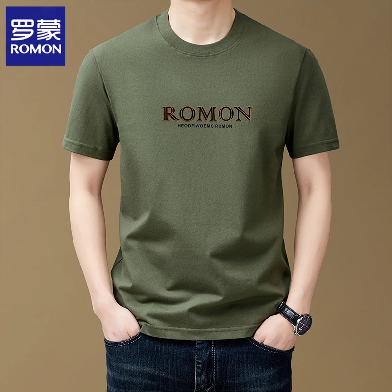宽松t恤男装休闲圆领短袖时尚印花100%纯棉男款t恤短袖