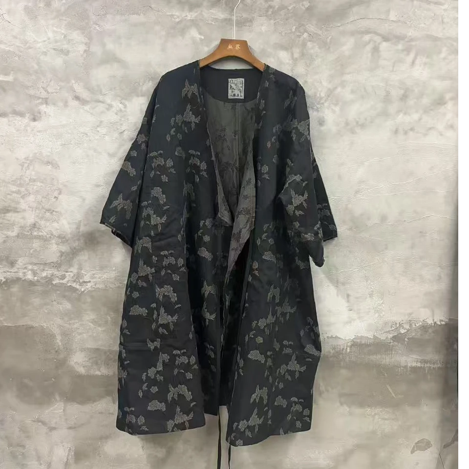 还朴堂原创高品质做旧羊毛棉提花中式上衣对襟开衫35902