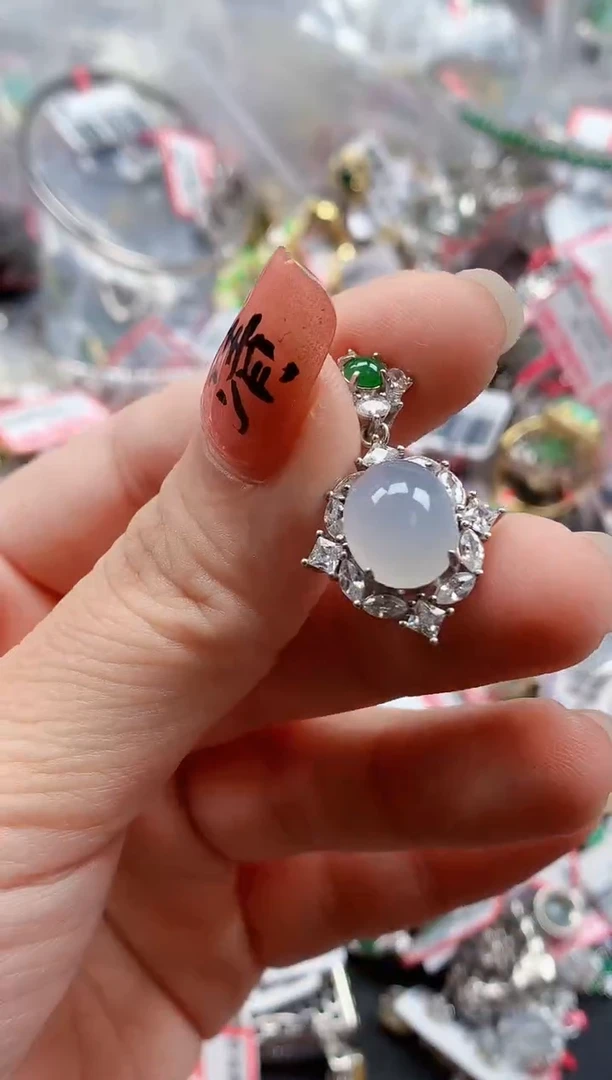 银S925镶嵌戒指翡翠天然A货缅甸翡翠