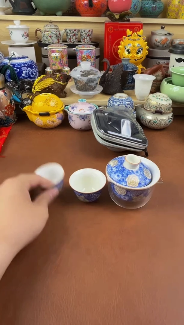 陶瓷茶具摆件旅行套组