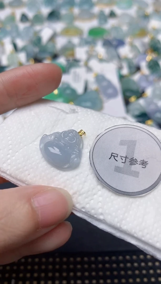 颈饰18K金镶嵌翡翠天然缅甸A货翡翠