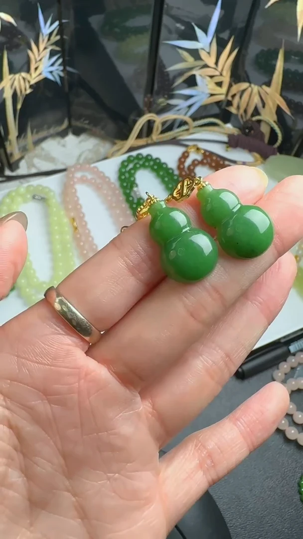 和田玉未镶嵌耳饰JJD0526GE0058多样性发一对