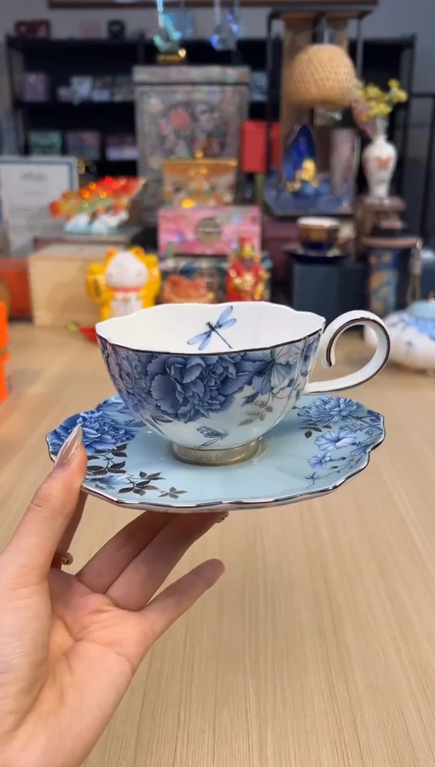 177铂金青花咖啡杯碟