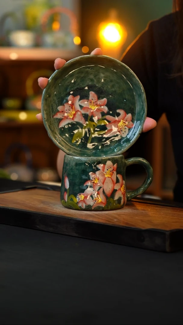 杯手绘心瓷陶瓷浮力