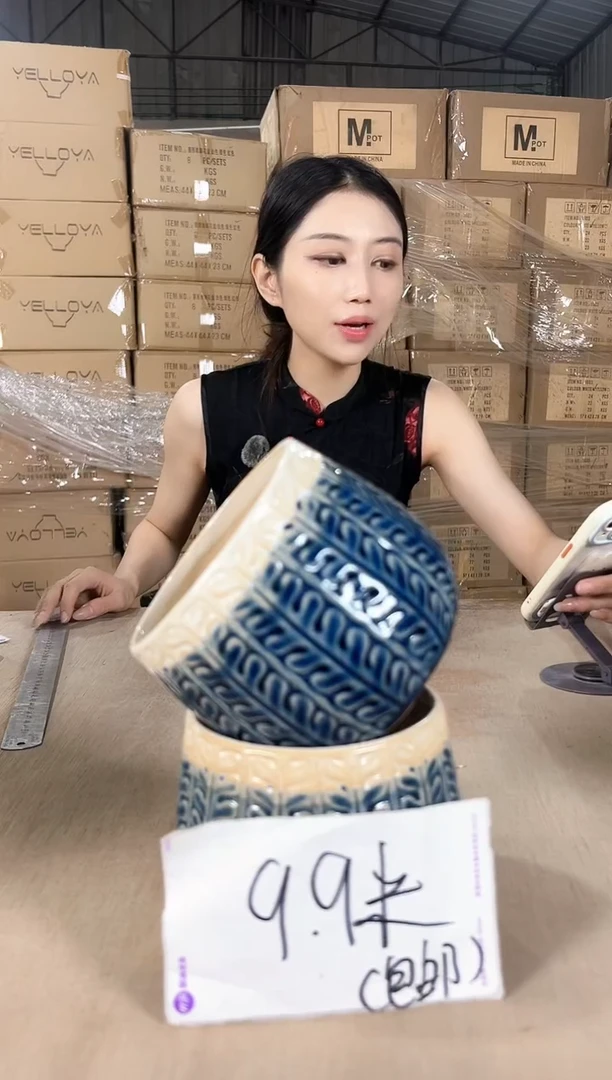 白麻口蓝色12x11