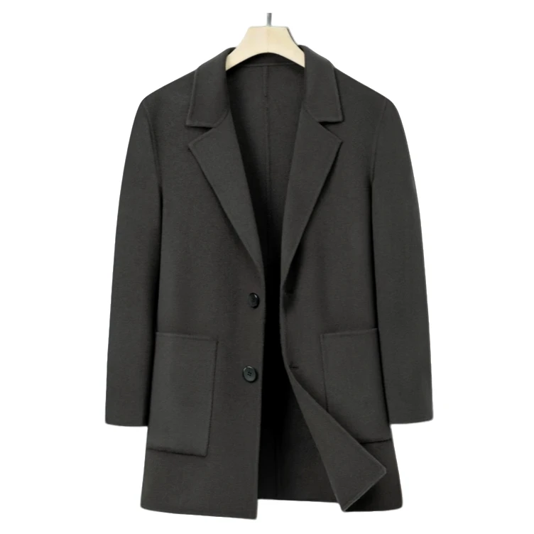 【钱总管中长款】百分百羊毛羊绒男士秋冬双面呢大衣一手长修身新款