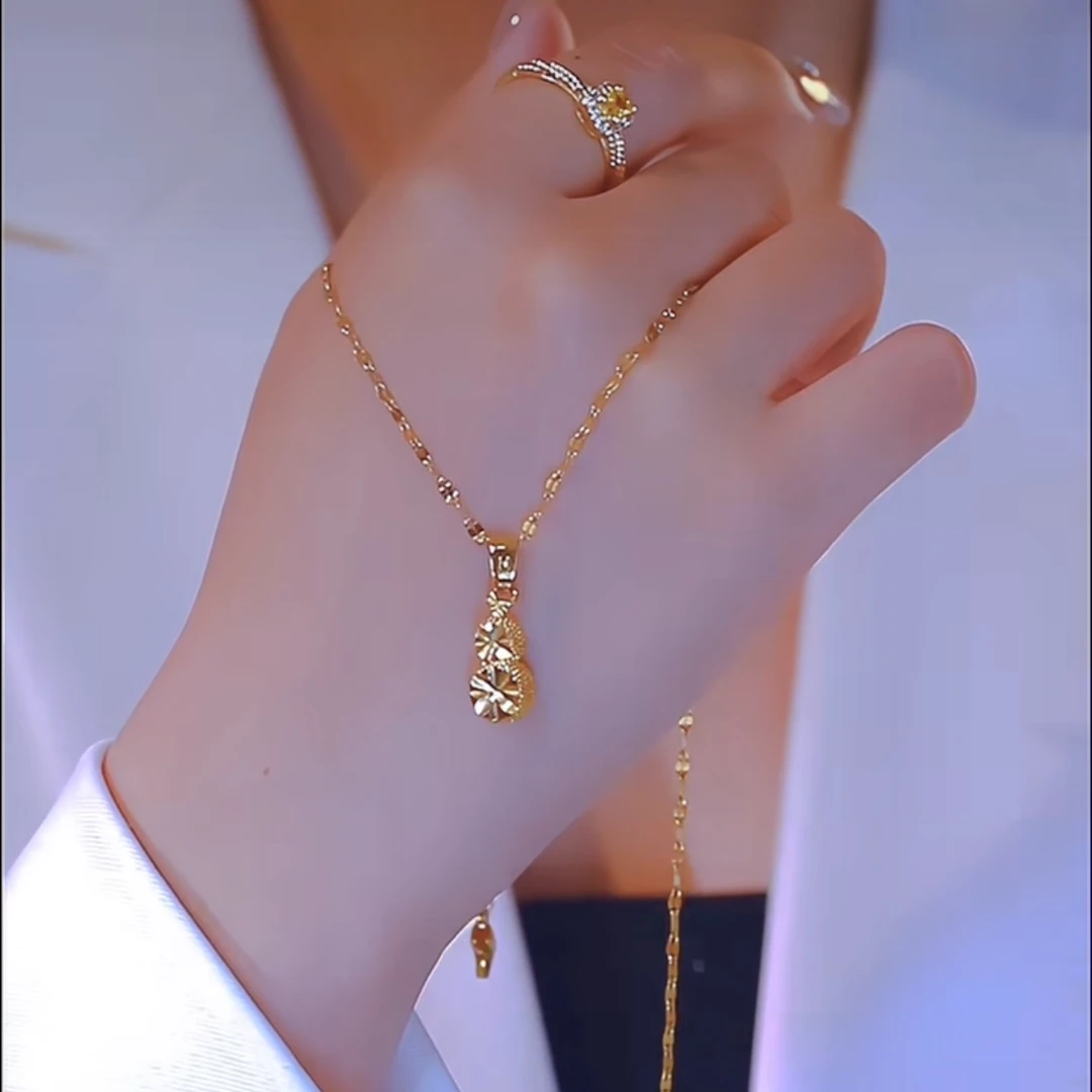 钛钢项链 女款项链2025新款爆款小葫芦轻奢时尚可水洗首饰锁骨链