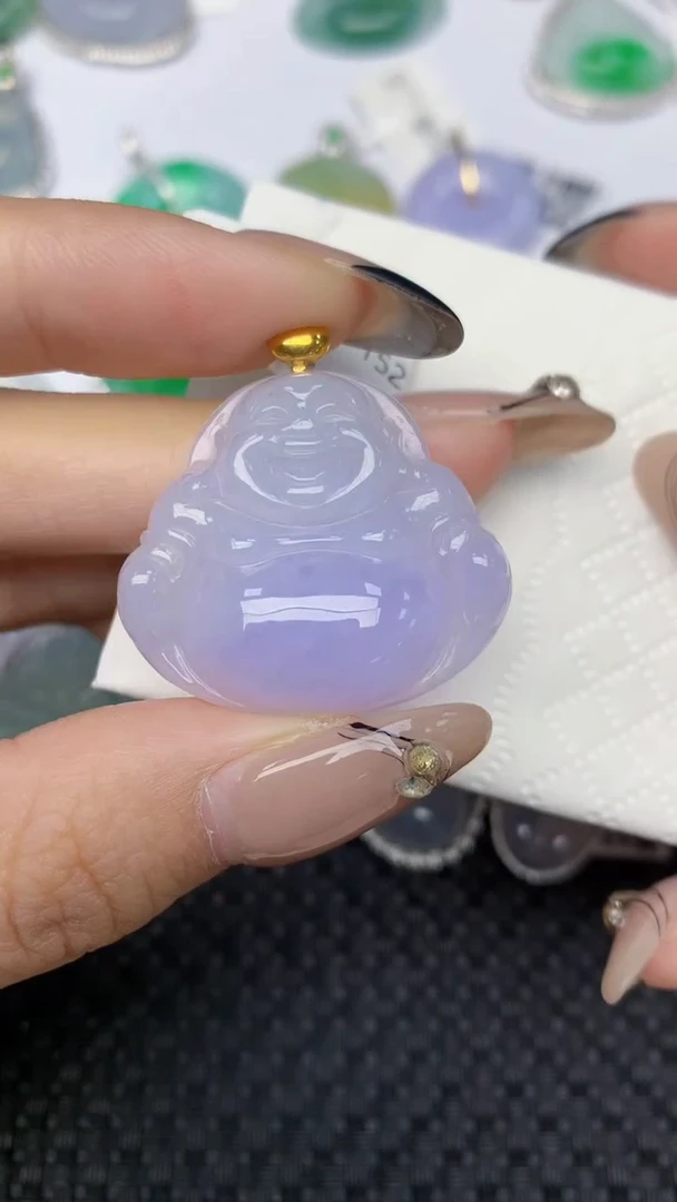 颈饰18K金镶嵌翡翠天然缅甸翡翠a货百元以上9元证书费自理