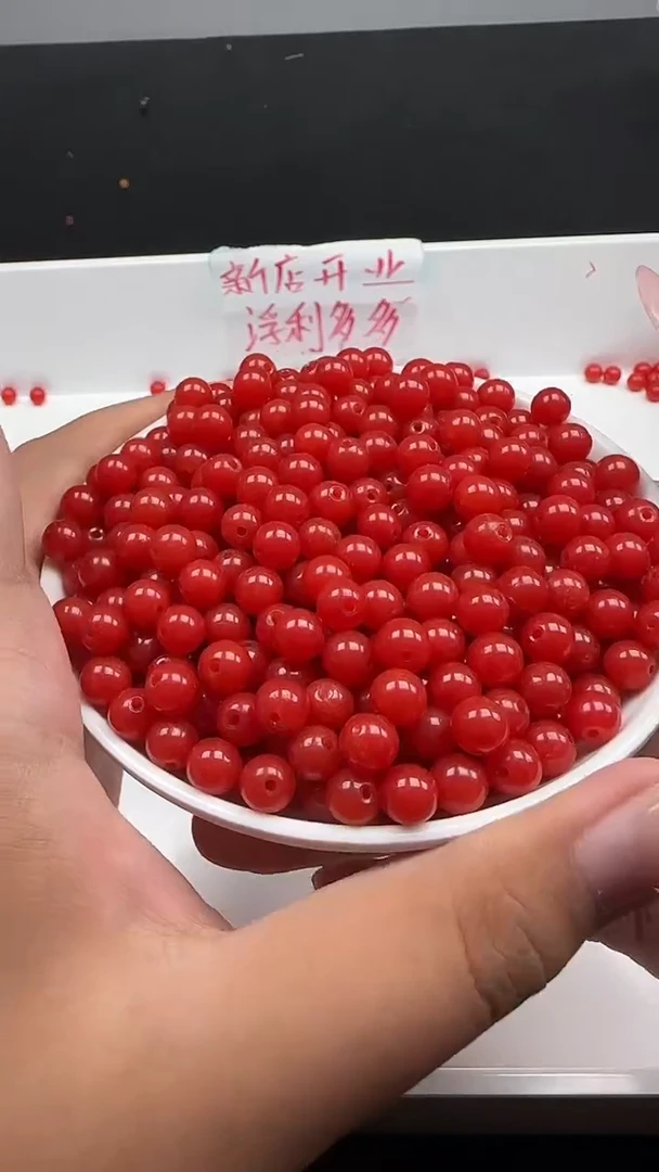 未镶嵌南红玛瑙珠宝半成品满肉柿子红圆珠N215卡6MM散珠30颗