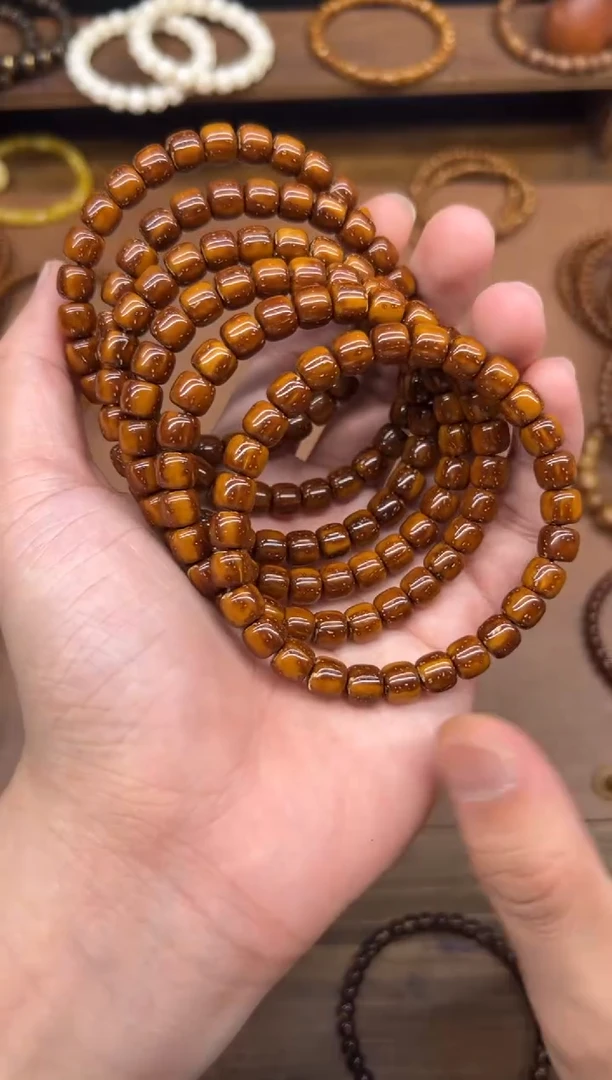 手串紫金鼠A221 78咖皮实心道珠 整果