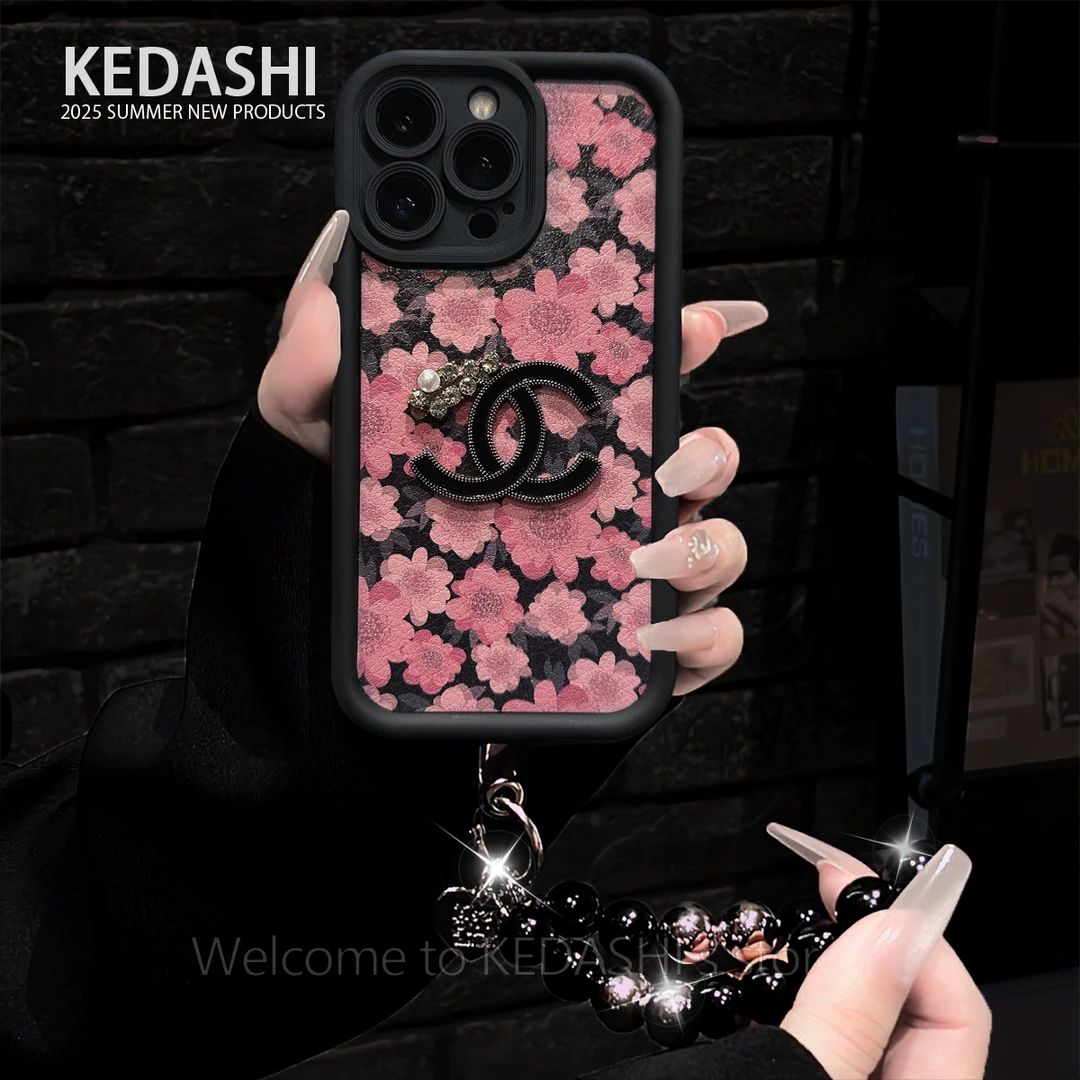 油画樱花适用苹果16PROMAX双C标华为VIVO小米OPPO手链手机壳女