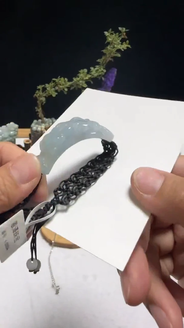 翡翠未镶嵌项圈缅甸翡翠手牌貔貅