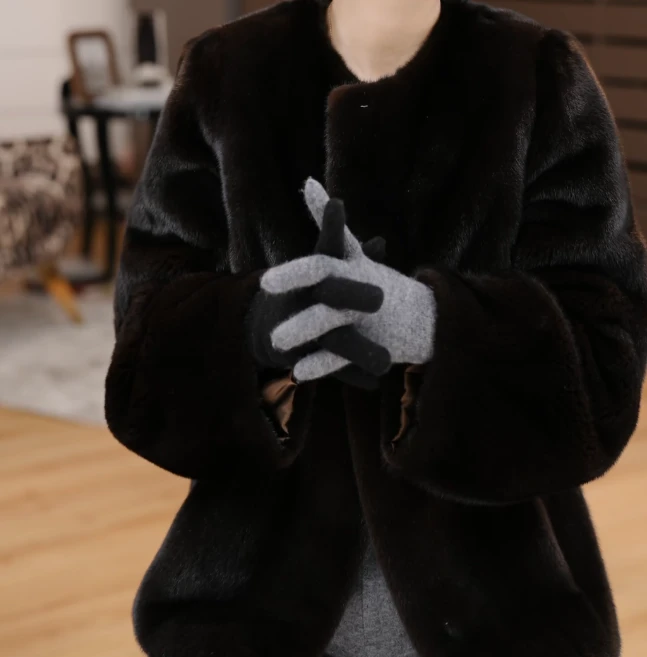 通用分指款女士薄款山羊绒手套/S-1