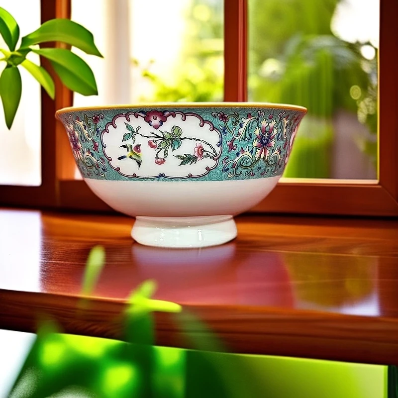 ZY-DP-A392-6英寸珐琅彩花鸟碗