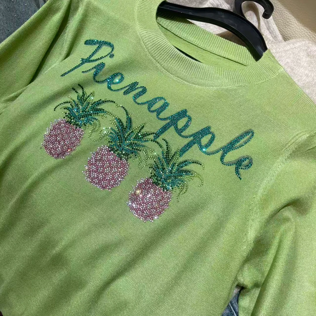 包嫂【AA1223绿色菠萝毛衣】2025年新款毛衣外套长袖秋冬针织百搭