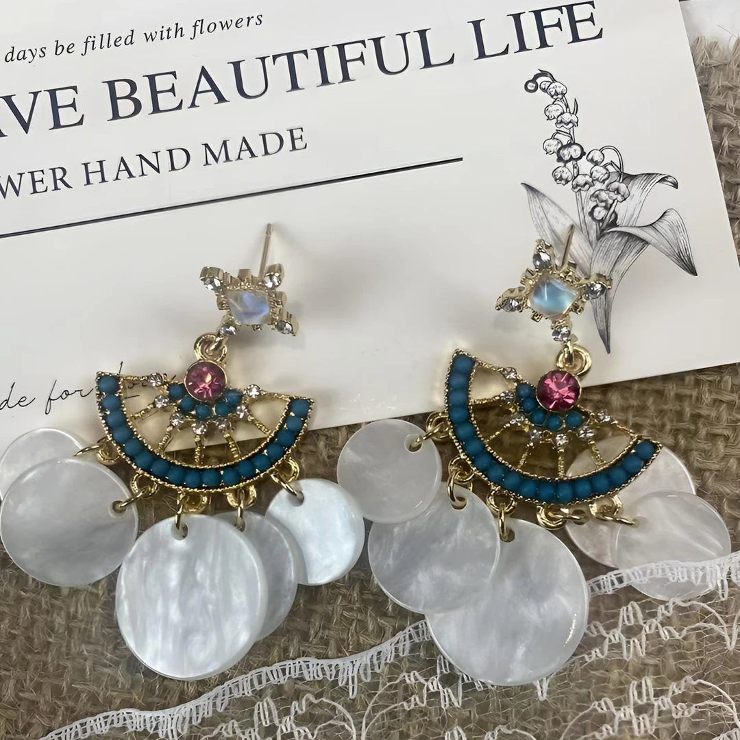 合金琉璃耳饰 重工中古女小众新款3088