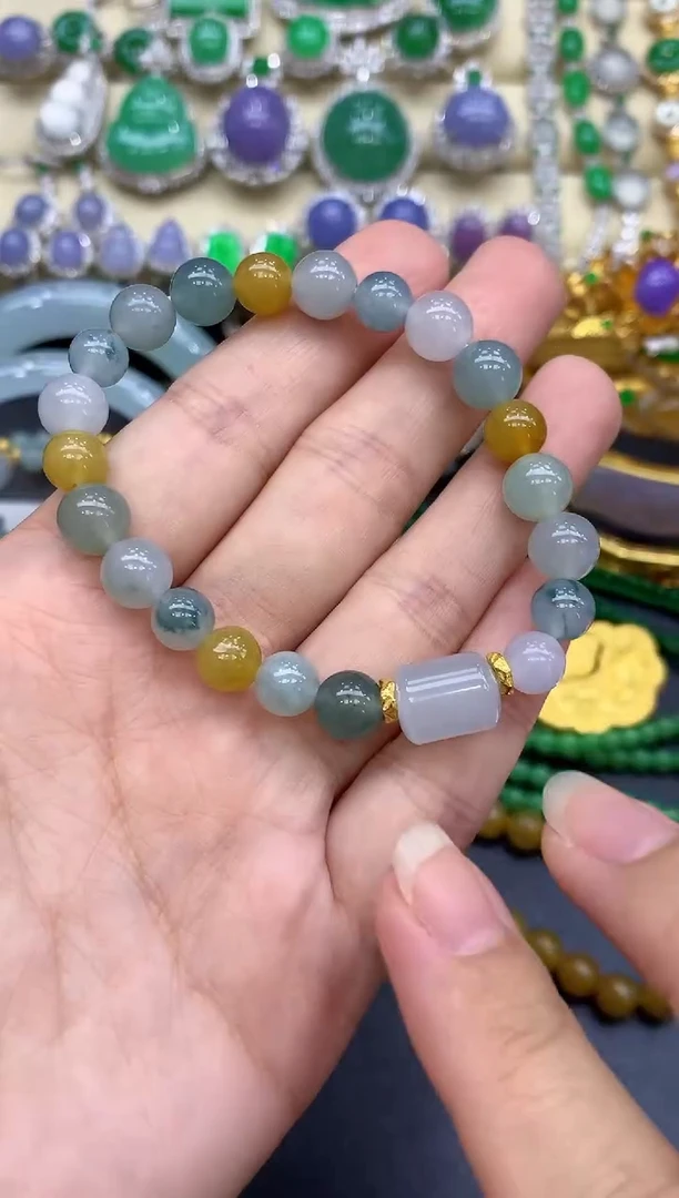 足金镶嵌手链翡翠243-中国好珍宝