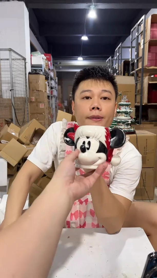 瓷片圣诞米妮头杯 陶瓷