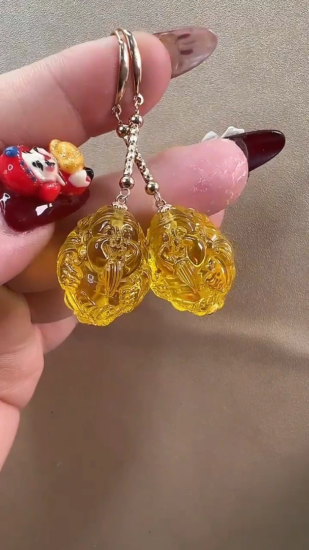 【闪购商品】琥珀耳饰未镶嵌耳环