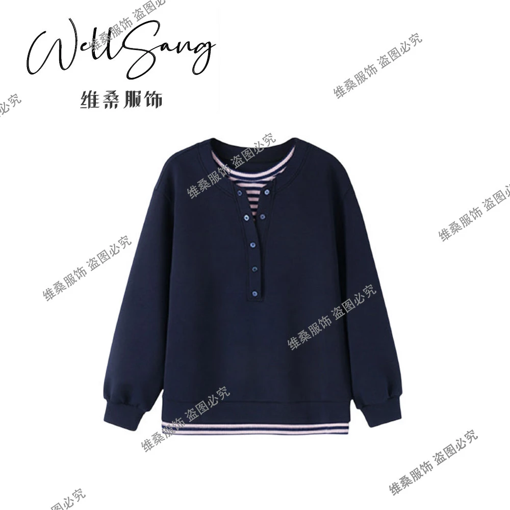 【熙為精选】40-60岁精致女性 新款时尚重工印花保暖舒适卫衣#9710