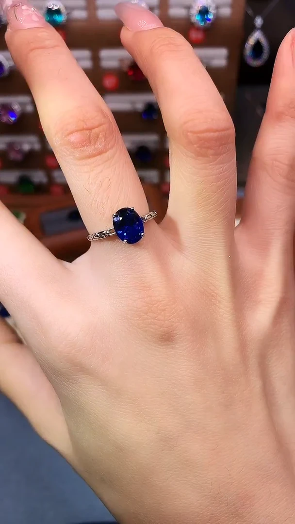 戒指蓝宝石银S925镶嵌........