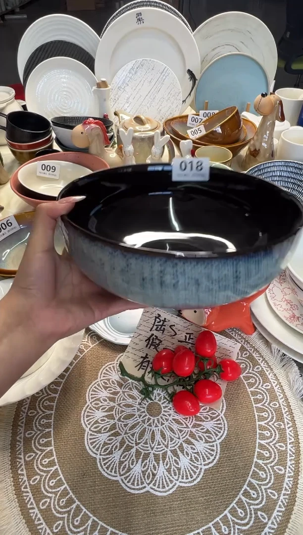 新骨瓷012瑕疵牛仔蓝麻布10寸汤碗