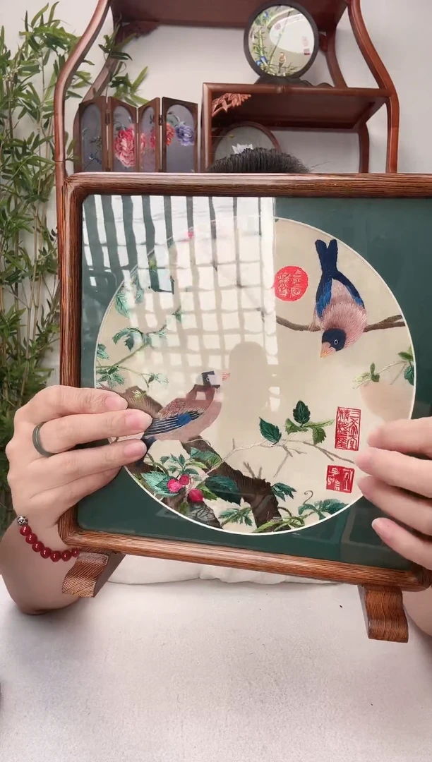 刺绣摆件-双面手工绣花非遗