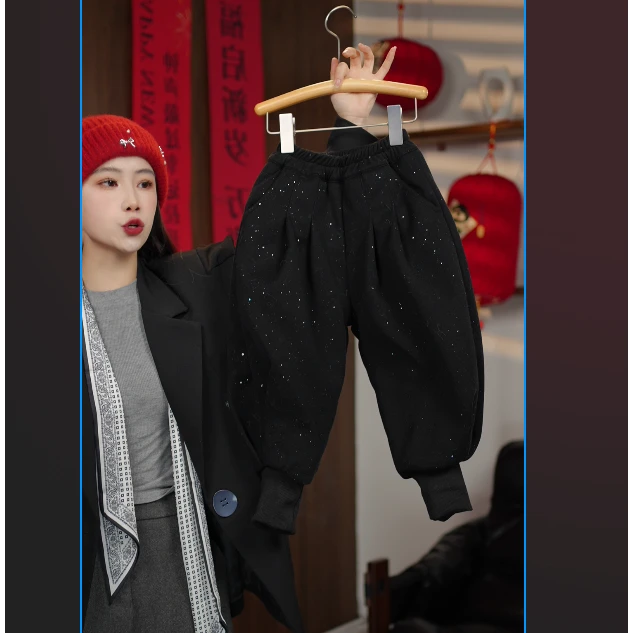 【撒银裤】满天星,闪闪发光儿童年货战袍韩国奶哈裤加绒加厚裤子