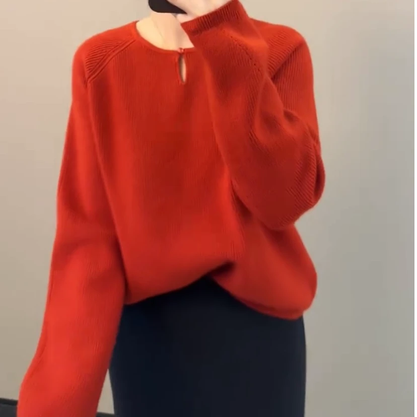 法式高级感镂空毛衣女秋冬内搭气质软糯针织衫新年氛围感上衣