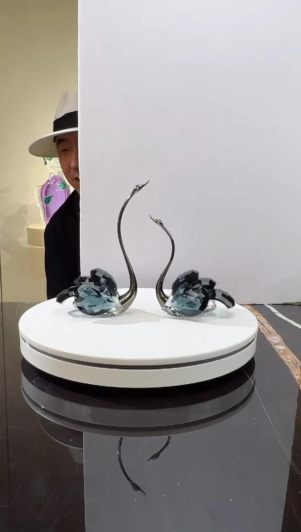 摆件CS0103050墨兰水晶天鹅一对