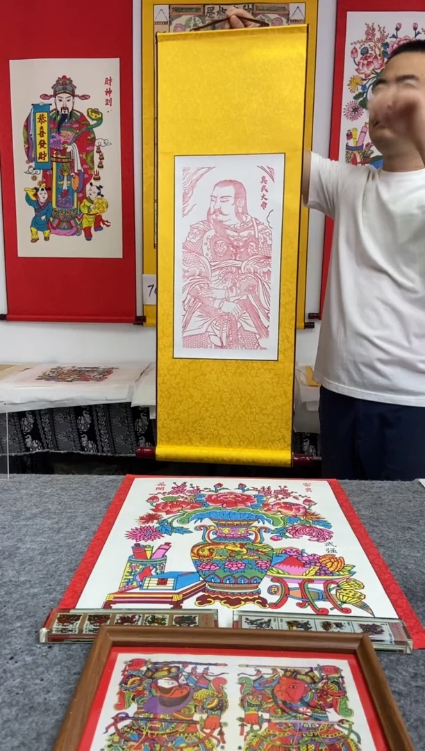 朱拓真武大帝金色卷轴手工制作精品