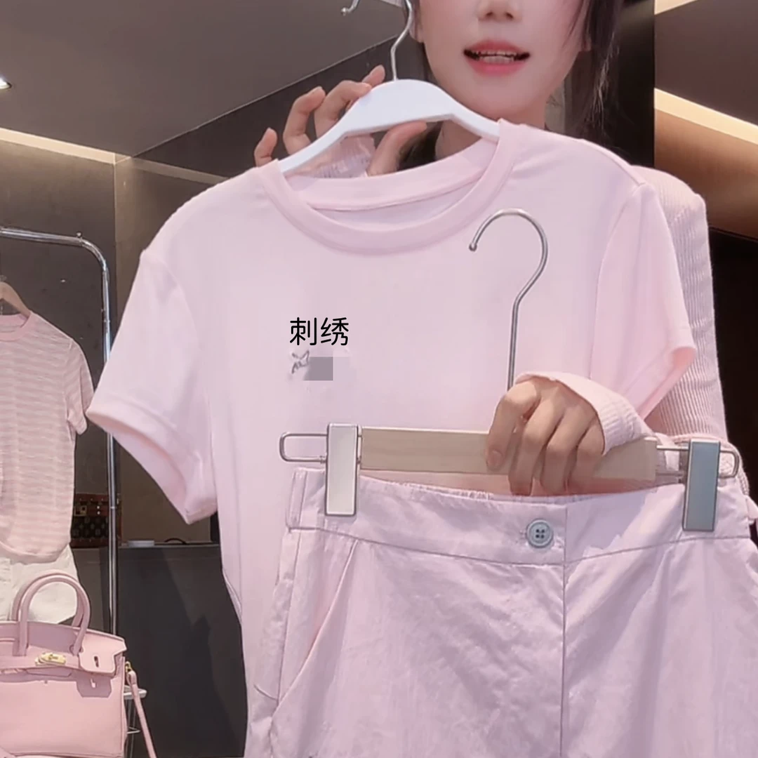 【现货秒发】【鸡骨架】25新款鸟家刺绣莱赛尔凉感时尚百搭女短袖T恤